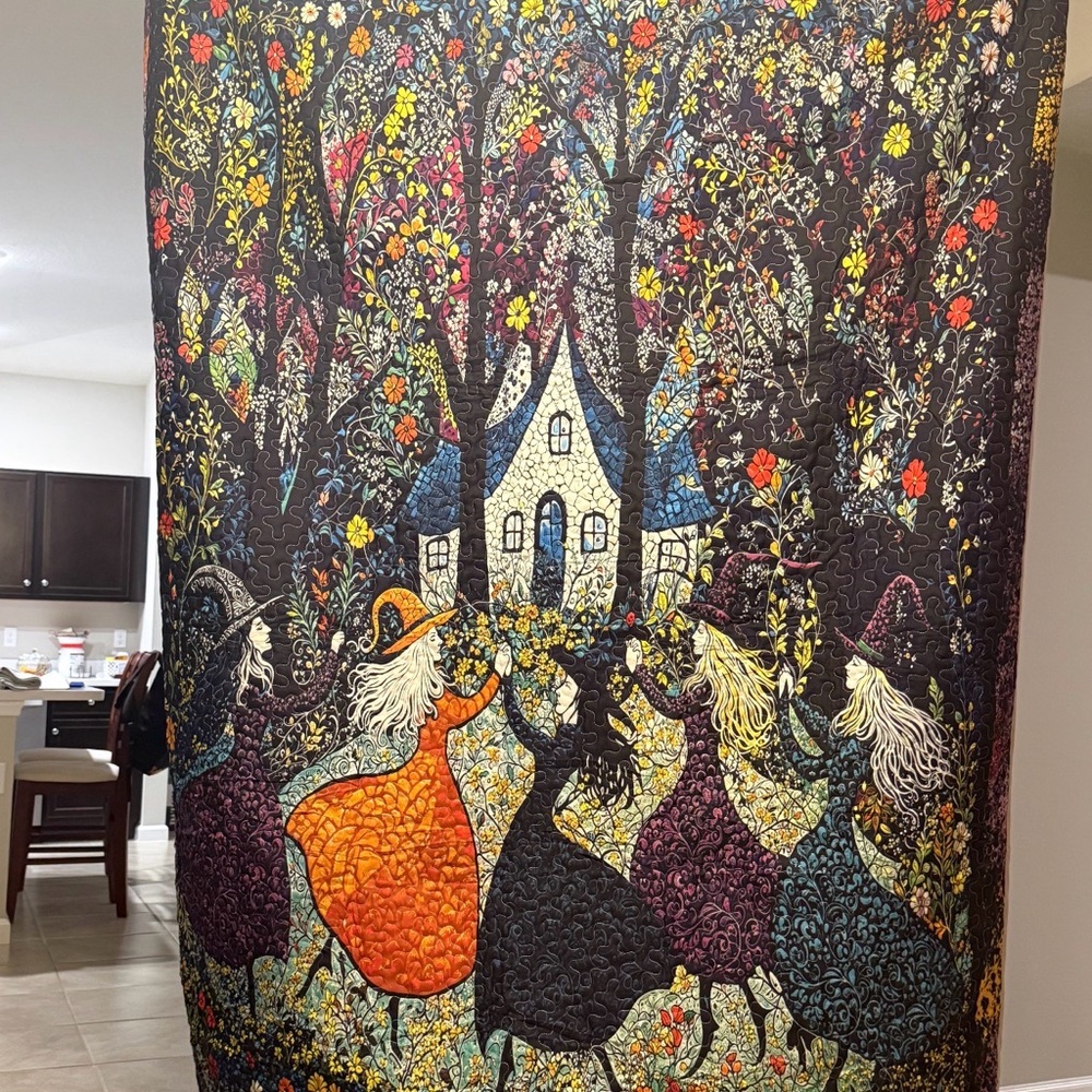Colorful Witch Dance twin quilt - Picture 4 of 5